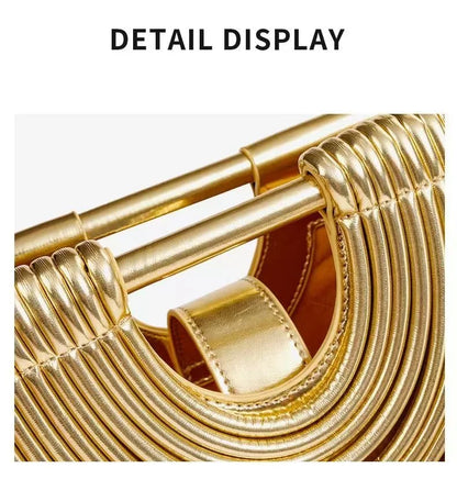 Handbags for Women 2026 New Gold Luxury Designer Brand Moon Handwoven Noodle Bags Leather Pulled Hobo Silver Evening Clutch Chic