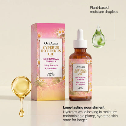 OceAura Cyperus Rotundus Hair Removal Oil Lightweight Non Greasy Gentle Soothing Moisturizing Silky Smooth Hair Reduction Oil