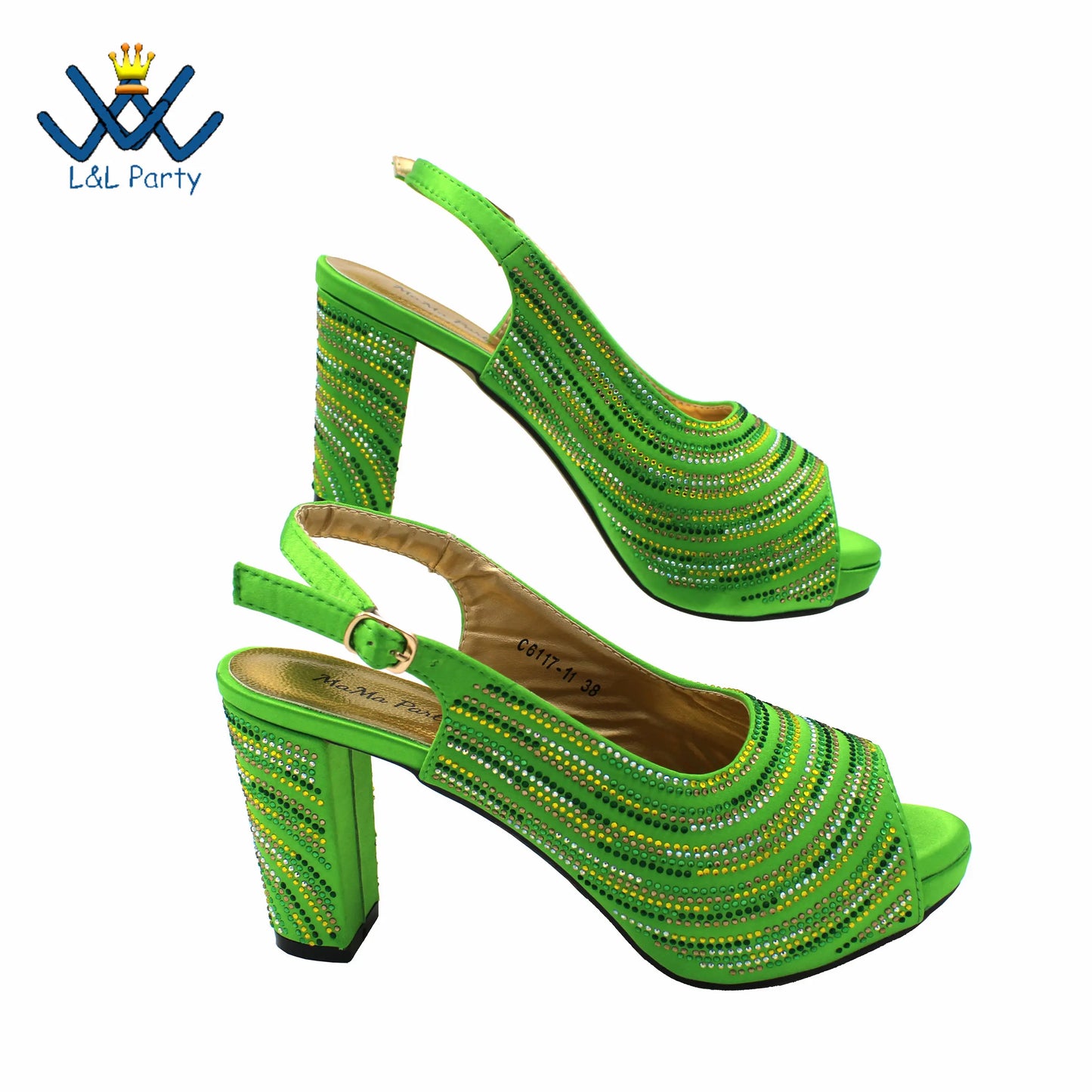 2023 Classics Peep Toe Lemon Green Color Hot Sale Sandals High Quality Women Shoes and Bag Set with Platform for Brithday Party