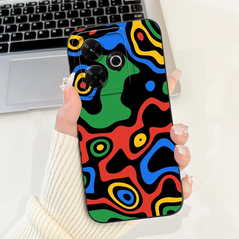 Casing For Redmi 13 Case 13 5G Cute Cat Fashion Luxury Flowers Silicone Shockproof Back Cover For Redmi 13 5G Phone Case Bumper