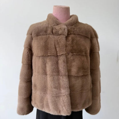 Handmade natural mink fur. Women's short coat