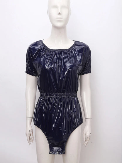 Men Women Waterproof Glossy Bodysuit Leak-proof Washable Diaper Cover Elderly Bedridden Special Needs Adaptive Jumpsuit Swimwear