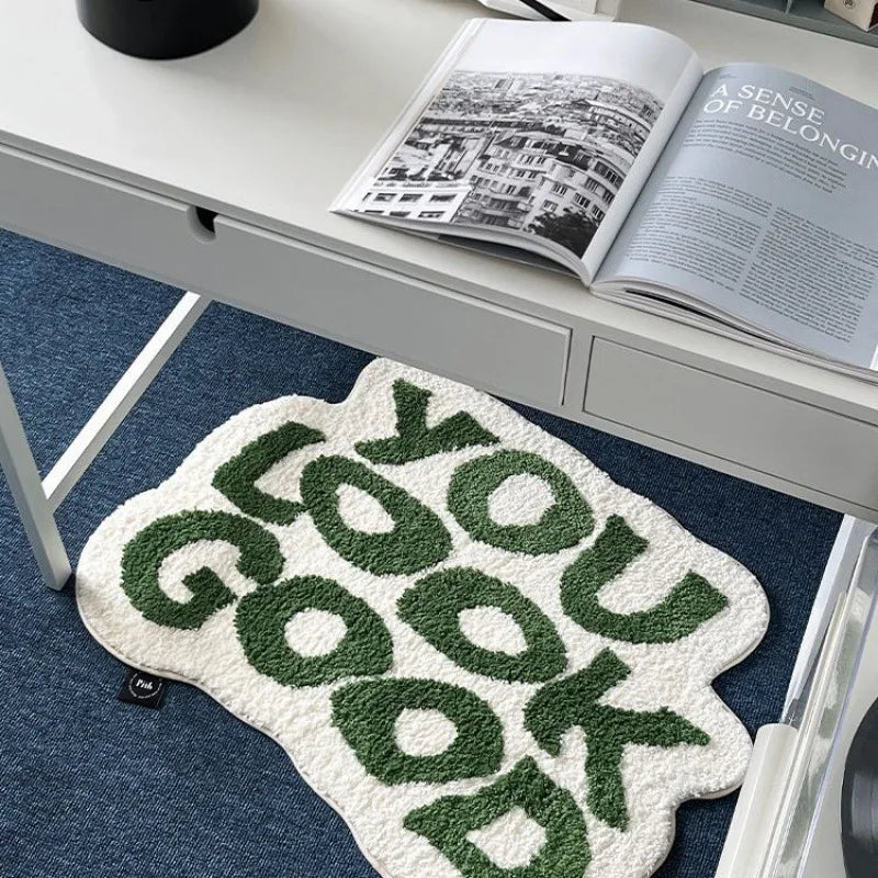 VIKAMA Interestingly Irregularly Shaped Door Mat, Soft Bedroom Bedside Rug, Cloakroom Entrance Carpet, Home Decoration