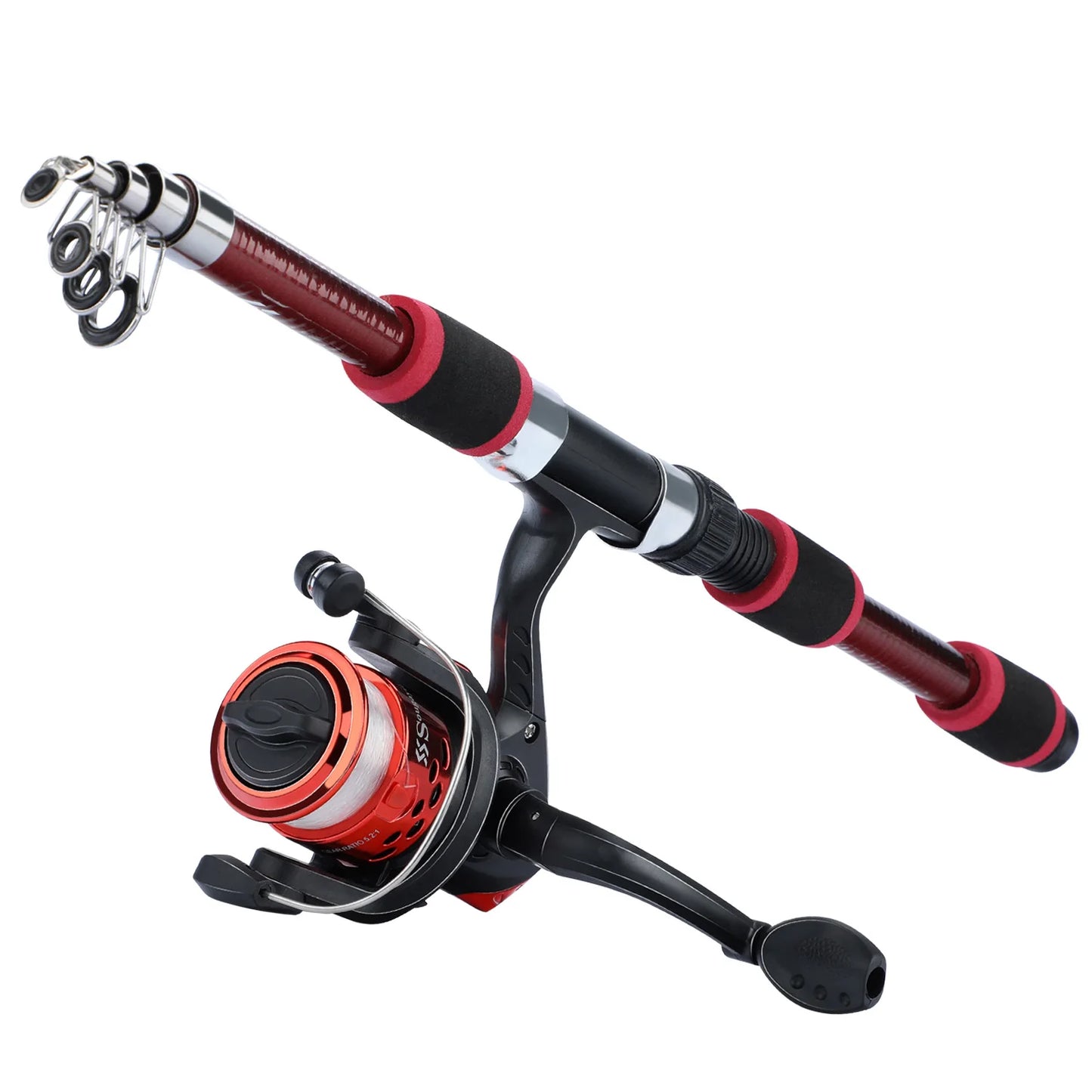 Sougayilang 1.8M Spinning Fishing Rod and Reel Combo 5.2:1 Telescopic Rod with 3BB Fishign Reel Max Drag 5kg Full Fishing Kit