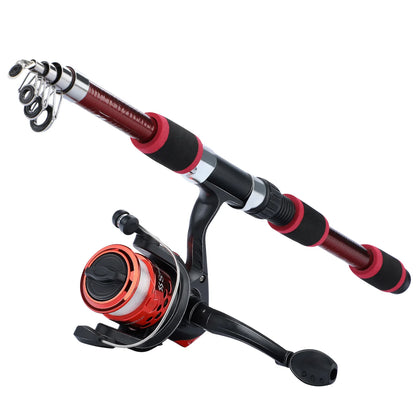 Sougayilang 1.8M Spinning Fishing Rod and Reel Combo 5.2:1 Telescopic Rod with 3BB Fishign Reel Max Drag 5kg Full Fishing Kit
