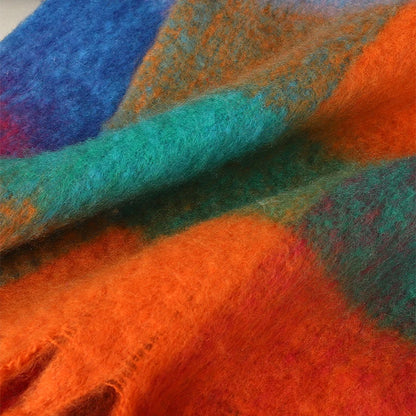 Winter Scarf Women Luxury Autumn Winter Cashmere Scarf Thickened Warm Shawl Classic Tassels Fluffy Scarf Plaid Color Soft Shawl