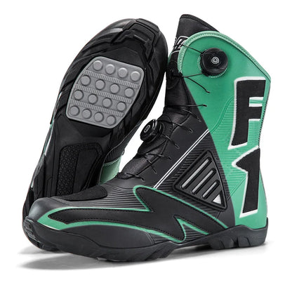Motorcycle Riding Shoes Moto Boots Men Women High Top Dual Dial Buckle TPU Side Panel Anti Slip Rubber Sole Racing Touring 37-47