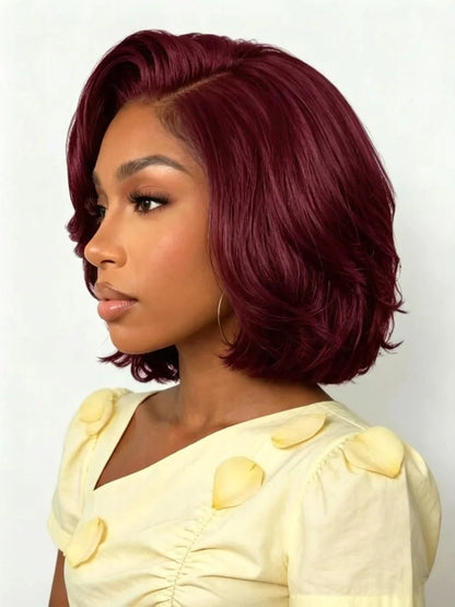 13x4 Lace Front Human Hair Wig 180 Density Honey Blonde Side Part Layered Bob Wig, Silky Straight Wigs For Women Daily Styling