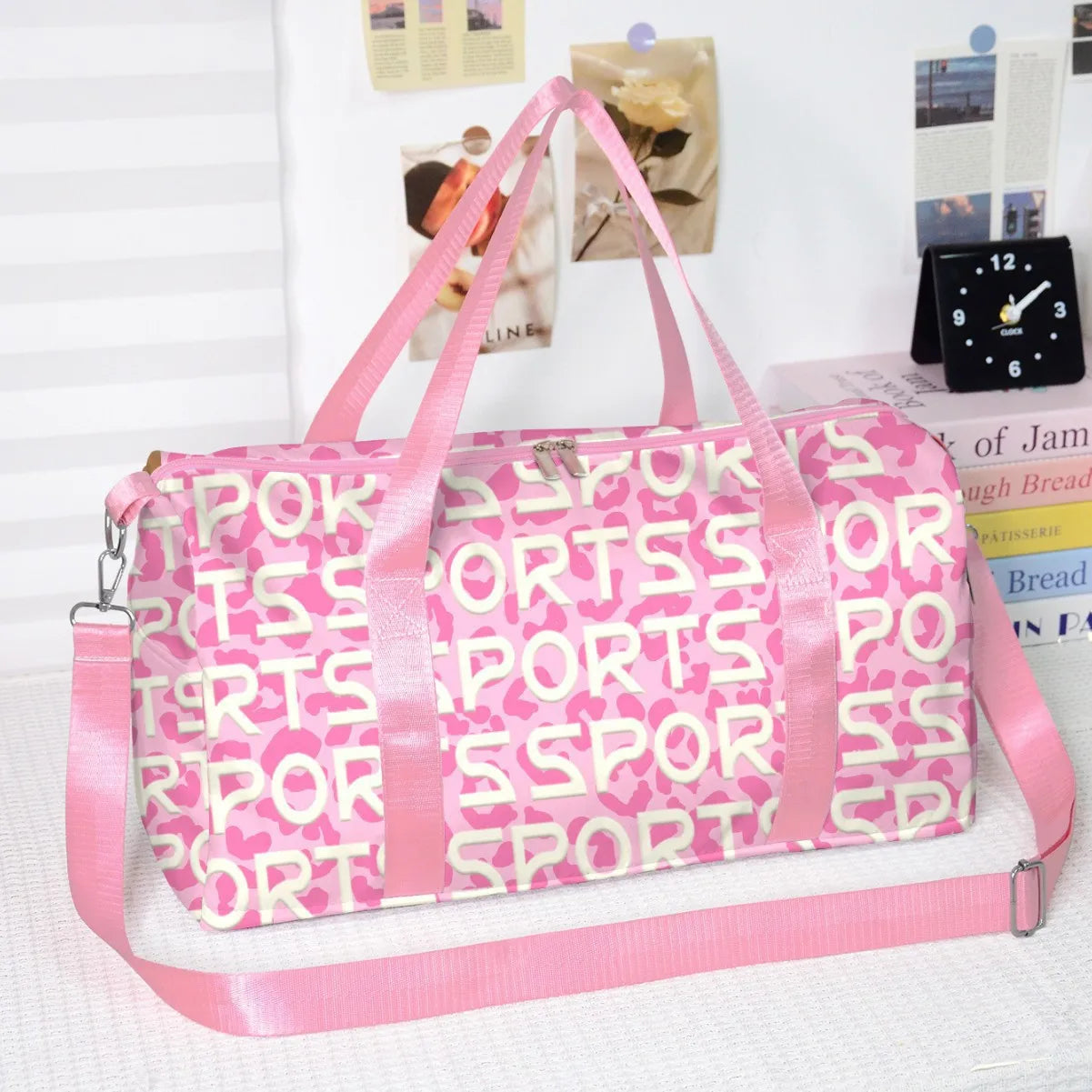 Popular Youthful Striped spots 3D Print Barrel Shape Crossbody Outdoor Sports Bags Gym Yoga Bag Large Capacity Travel Bags