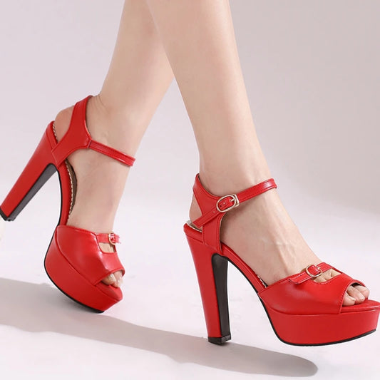 Fashion High Heels Summer Shoes For Women Sandals Platform 2026 Large Size 50 Peep toe Black White Red Yellow Wedding Shoes Lady