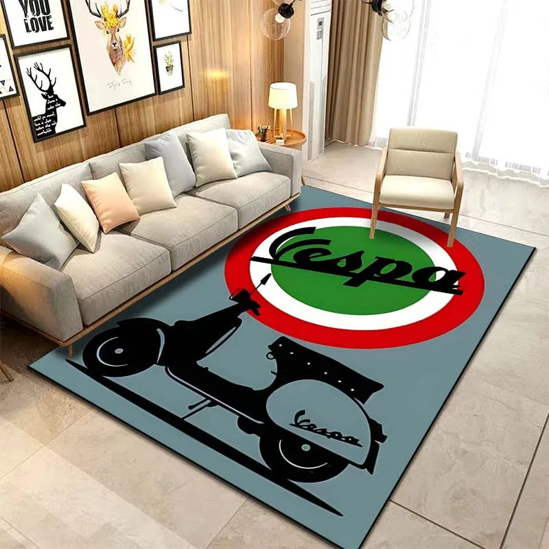 15 Sizes Motorcycle V-Vespa Pattern Rug Bedroom Living Room Bathroom Mat Creative Door Mat Area Rug Carpets for Living Room Home