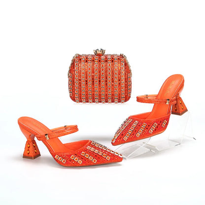 doershow African Wedding fashion Shoes and Bag Set silver Italian Shoes with Matching Bags Nigerian Women party! SVV1-1