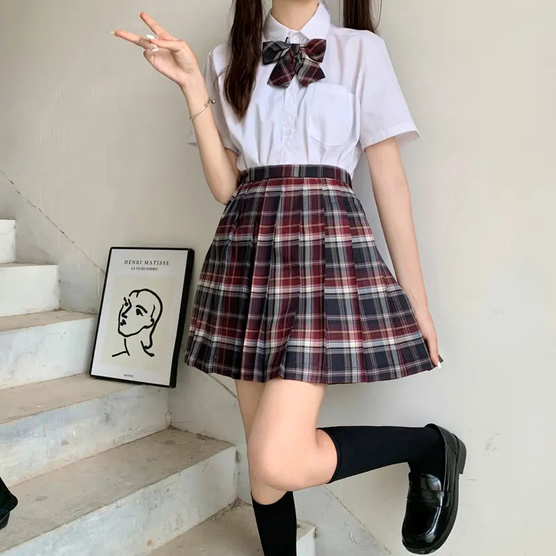 Japanese Bow Tie Skirt Set Student Pleated Skirt Jk Uniform Korean School Sexy Girl Preppy Style Seifuku Japanese School Uniform
