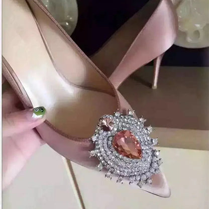 Luxury Diamond Crystal Satin Women Pumps Elegant Pointed toe Stiletto High heels Spring Autumn Fashion Wedding Banquet Shoes