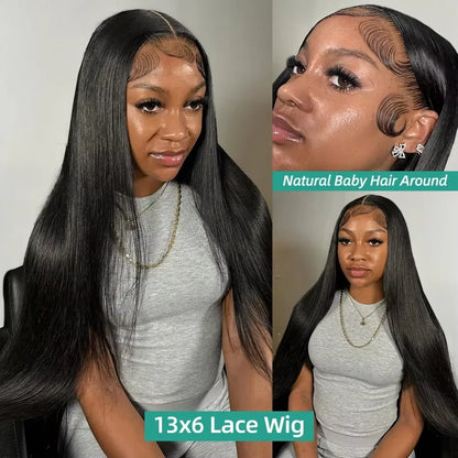 13x6 HD Lace Front Wig Human Hair Pre plucked 13x4 Human Hair Wigs 36 inch Bone Straight Lace Frontal Wig Glueless Wig For Women