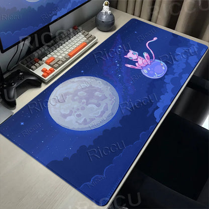 Kawaii P-Pokemon Mewtwo Purple Pattern Gaming Mouse Pads XXL Anti-Slip Rubber Keyboard Desk Mats PC Gamer Accessories Table Pads