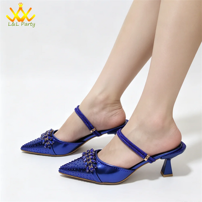 2026 Autumn New Arrivals Royal Blue Color Shoes and Bag  Set Special Design Fashion for Wedding Party