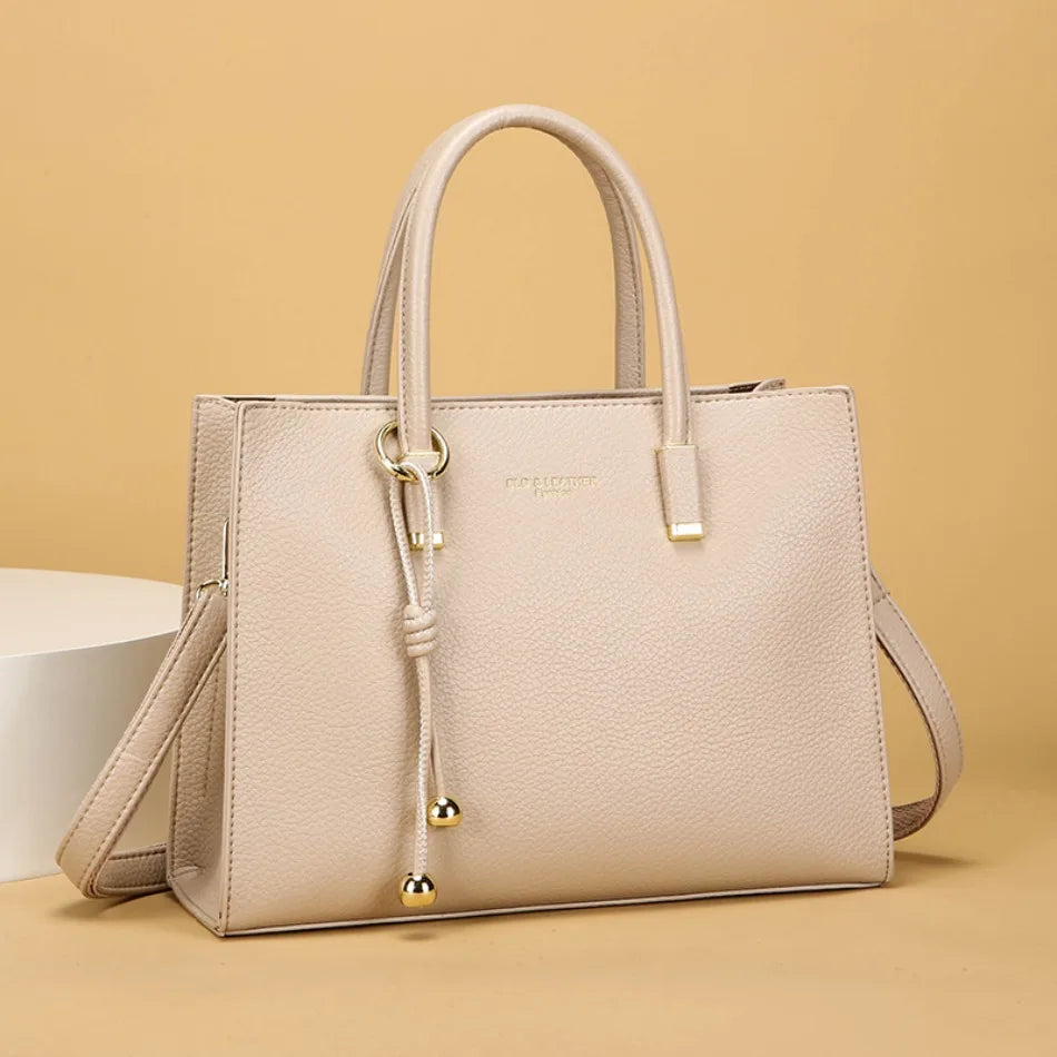 Genuine Brand Top Quality Leather Handbag Women's Tote Messenger Sac Designer Large Capacity 3 Levels Shoulder Crossbody Bags