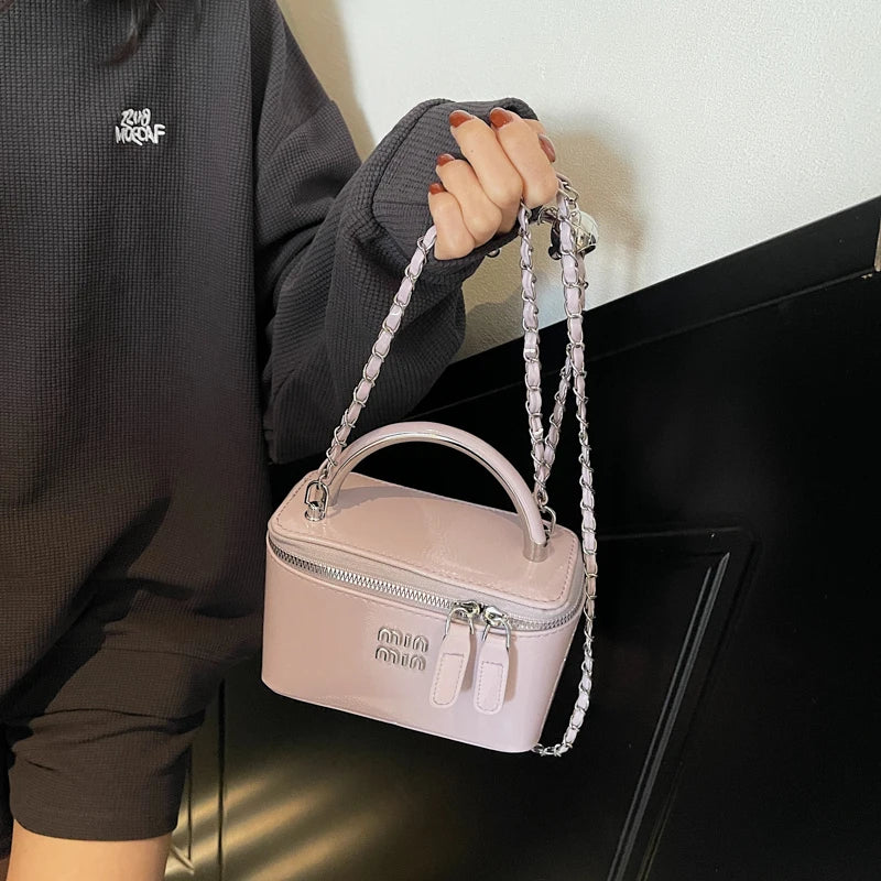 Women Square Handbags 2025 Spring Fashion Chains Crossbody Bags Soft PU Shoulder Bag Ladies Elegant Chic Mini Mobile Phone Bags