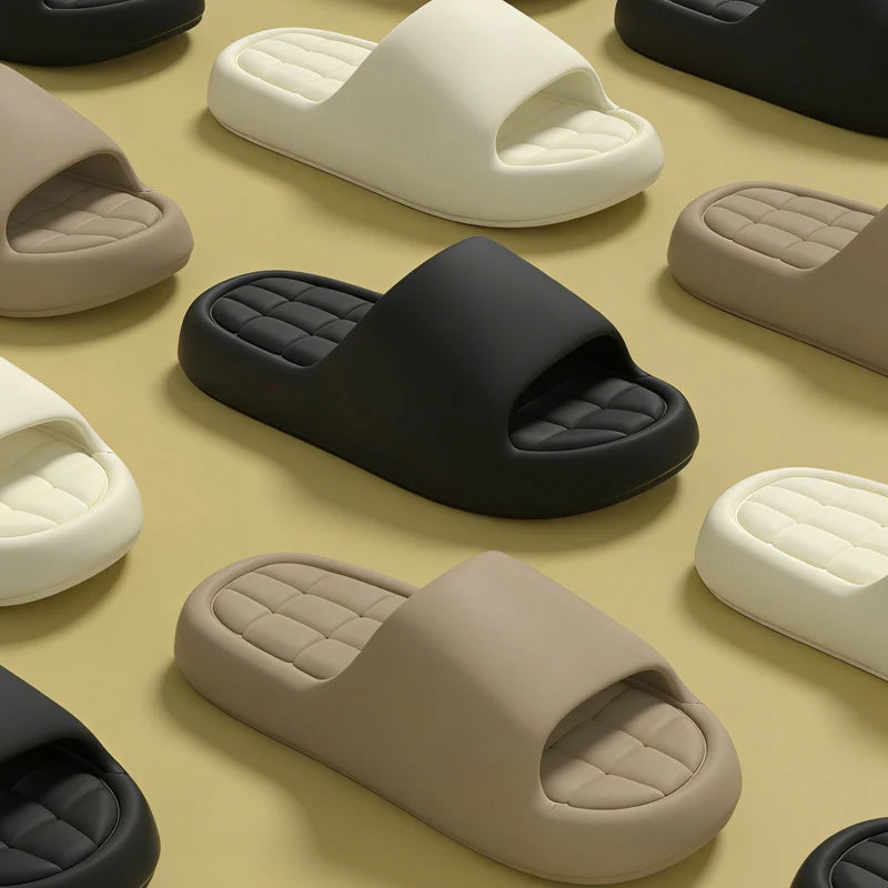 Men's Thick Platform Slippers EVA Soft Sole Pillow Slides Summer Beach Flip Flops Women Non Slip Bathroom Couple Home Slippers