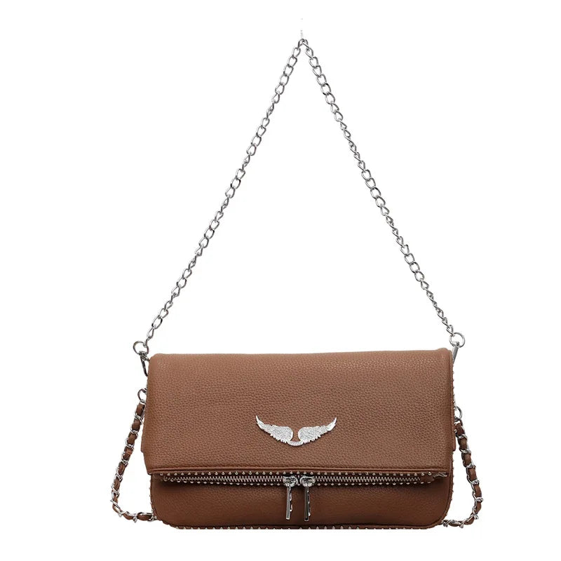Fashionable Retro Ladies Chain-Shoulder Square Bag Luxury Textured Crossbody Shoulder Bag Women Handbags and Purses Underarm Bag