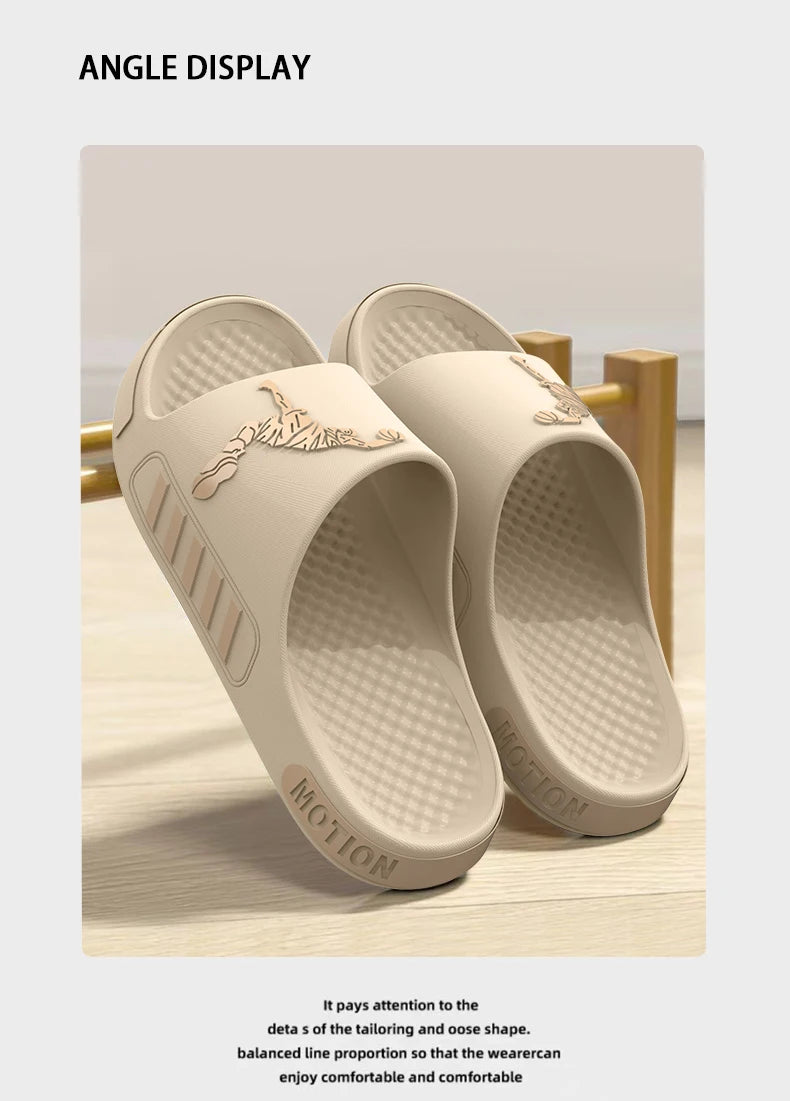 Men's Summer Thong Slippers Thick Bottom Anti-Slip Deodorant EVA Wear-Resistant Breathable Slip-On Sandals