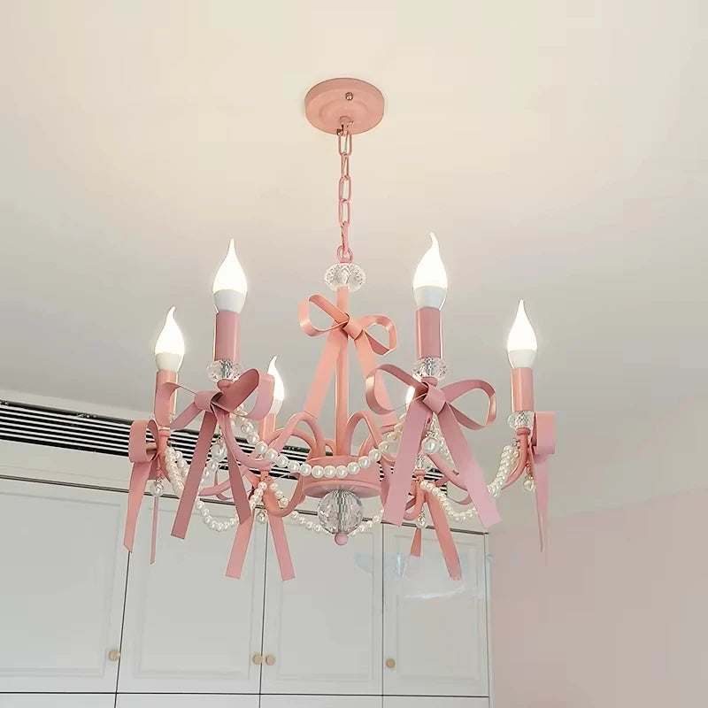 Pink Lovely Children's Room Chandeliers Crystal Cute Kid's Bedroom Pendant Lights Living Room Bedroom Hanging Lamps