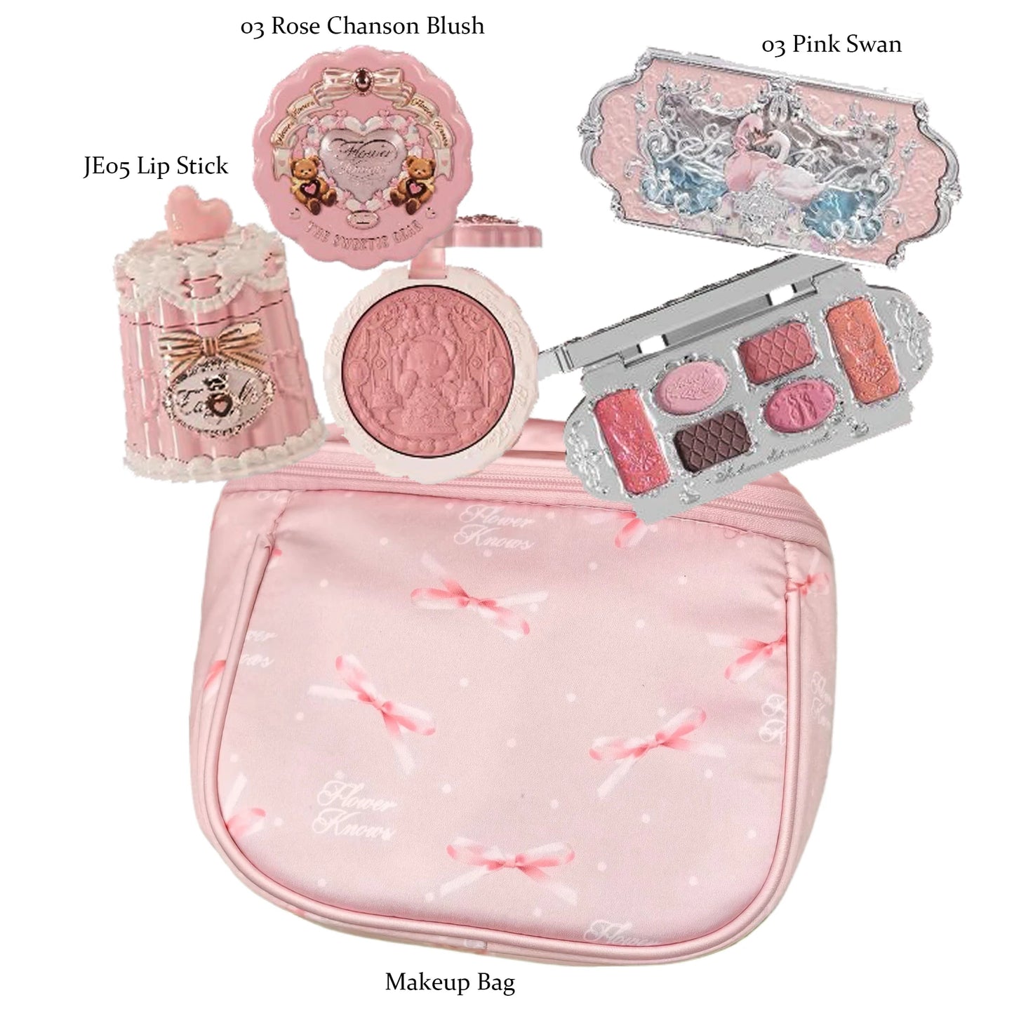 Flower Knows All In One Makeup Set Gift Box Garden Cushion Cream Foundation Matte Blush Long Lasting Velvet Lip Cream With Bag