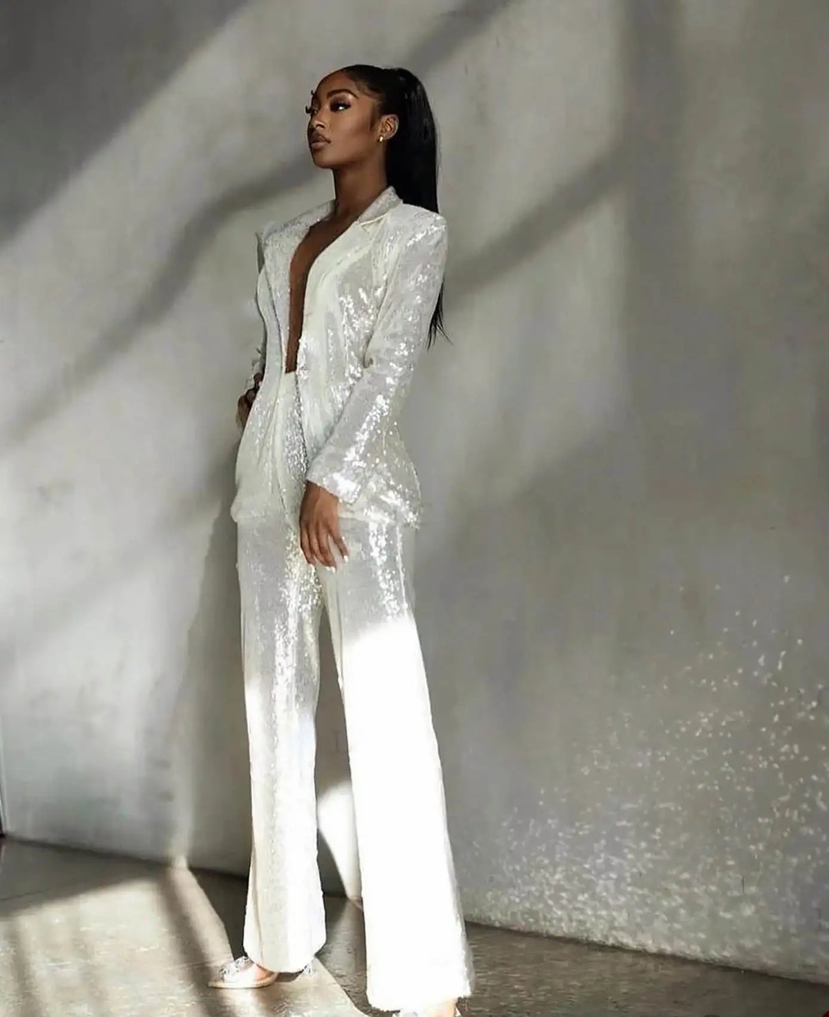 2 Pcs Women Suits Set For Custom Made Fashion Sequined Blazer Pant Wedding Tuexdos Formal Evening Party Prom Dress Outfit Jacket