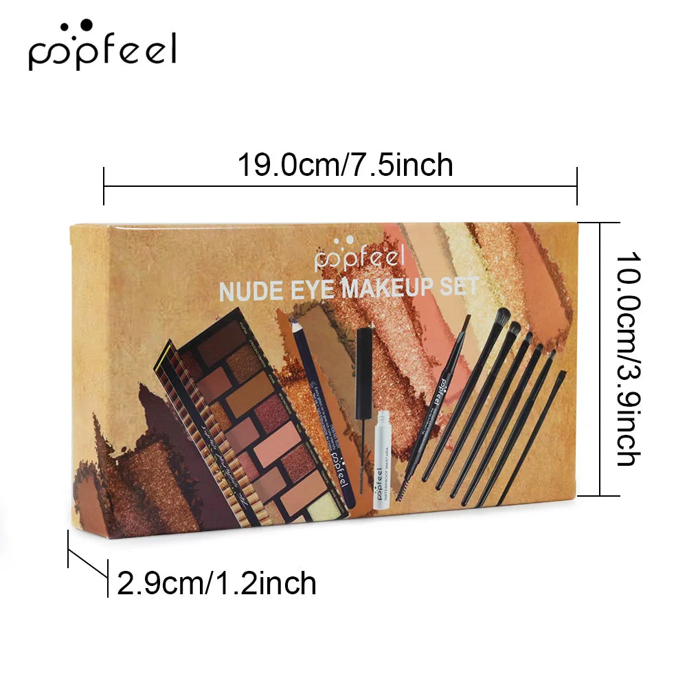 Essential Eye Makeup Set for Beginners Matte&Shimmer Eyeshadow Palette, Mascara, Eyebrow Pencil, Lip Eyeliner,Brush Tool Set Box