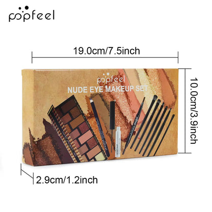 Essential Eye Makeup Set for Beginners Matte&Shimmer Eyeshadow Palette, Mascara, Eyebrow Pencil, Lip Eyeliner,Brush Tool Set Box