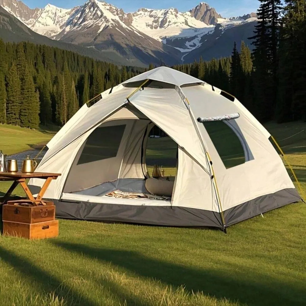 Automatic Instant Pop Up Camping Tent for 1-4 Person, All Season Waterproof Windproof Dome Shelter, Dual Doors Mesh Windows, Lightweight Portable Foldable, Quick Open Automatic Frame in Seconds, Ideal for Camping Hiking Fishi