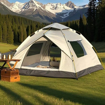 Automatic Instant Pop Up Camping Tent for 1-4 Person, All Season Waterproof Windproof Dome Shelter, Dual Doors Mesh Windows, Lightweight Portable Foldable, Quick Open Automatic Frame in Seconds, Ideal for Camping Hiking Fishi