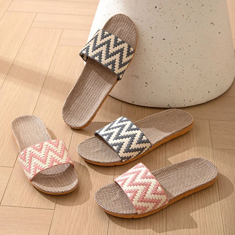 Hemp Casual Women's Slippers Home Flats Spring Summer Luxury Designer Woman Shoes Fashion Indoor Slides Ladies Soft sole Elegant