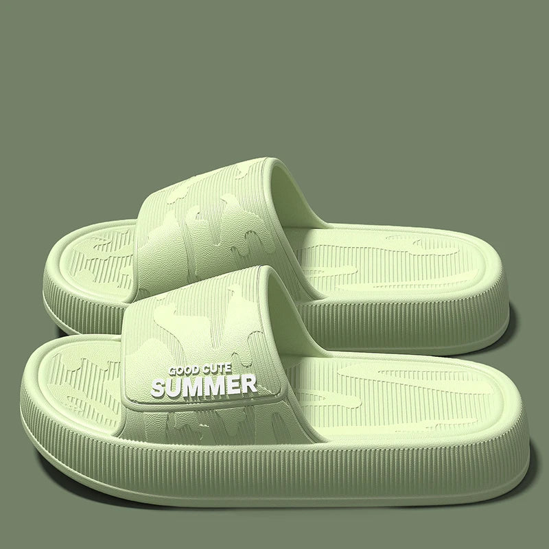 Men Summer Slippers Soft Sole EVA Sandals Non Slip Platform Soft Home Slides Outdoor Beach Shoes Unisex Bathroom Slippers