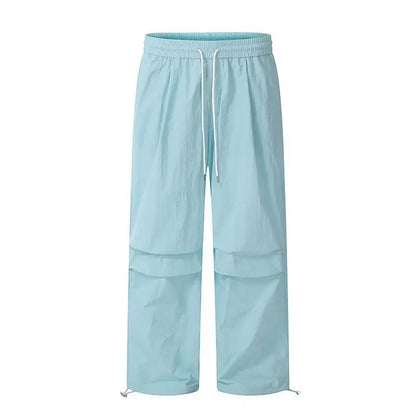 Women's Brown Parachute Pants 2026 Summer New Loose Straight Wide Leg Trousers Casual Quick Dry Cargo Pants Streetwear