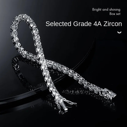 Luxury Hiphop IED Out 3mm 4mm 5mmTennis Bracelet Full Diamond 925 Silver Plated Wedding Party Jewelry Bracelets for Women Man