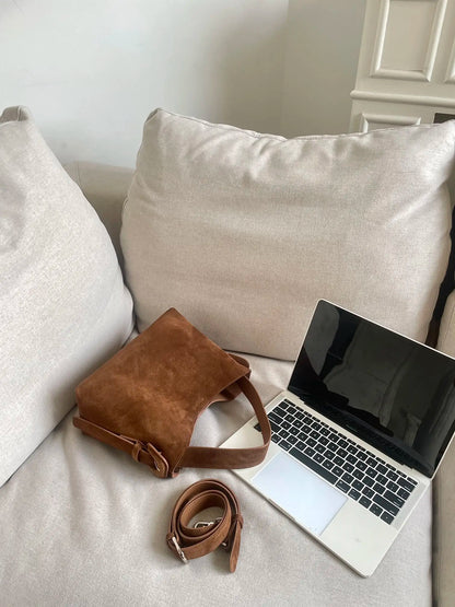 Suede Cowhide fashion ladeis shoulder cross brown bags luxury designer women coffe handbags angola red
