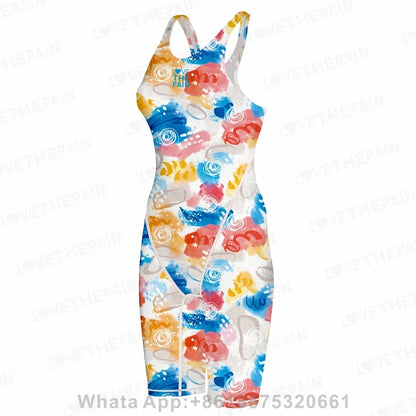 Women Open Back Kneeskin Tech Suit Swimsuit Competition Training Neck to Knee Swimsuit One-piece Jumpsuit Professional Swimsuit