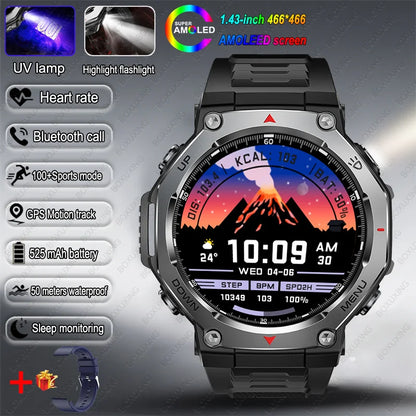 2026 New Military Active Edge Smart Watch Men 10ATM Waterproof GPS Motion Track 100+Sport Modes Heart Rate HD BT Call Smartwatch