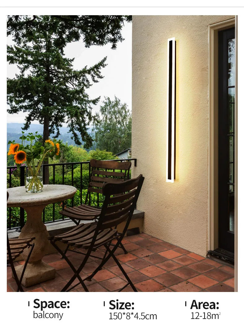 Modern Waterproof outdoor Long Strip LED wall lamps IP65 Iron Wall Light Garden porch Sconce Lights 110V 220V wall washer