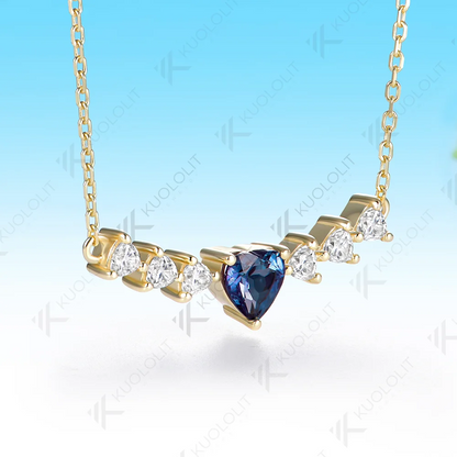 Kuololit 1.6CTW Lab Alexandrite Moissanite Custom Necklace for Women Solid 585 14K 10K Yellow Gold Necklace for Christmas Gifts