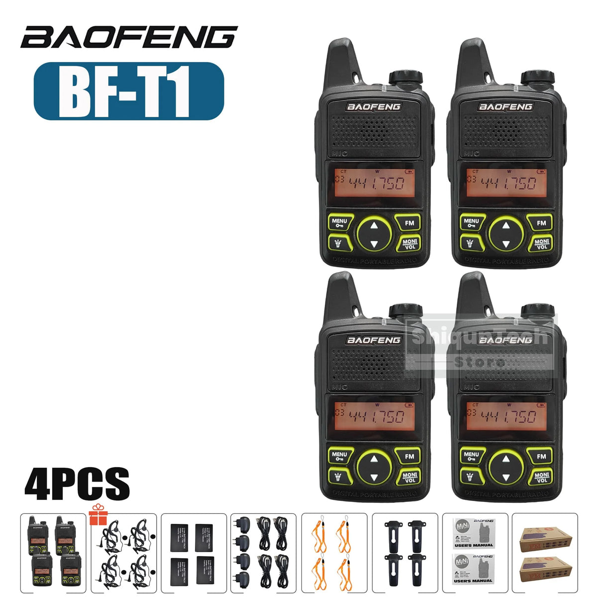 Baofeng BF-T1 Mini Two Way Radio UHF 400-470MHz FM Radio Receiver 5W 20CH Transceiver T1 Walkie Talkie For Kids Gifts 1/2/4/6PCS