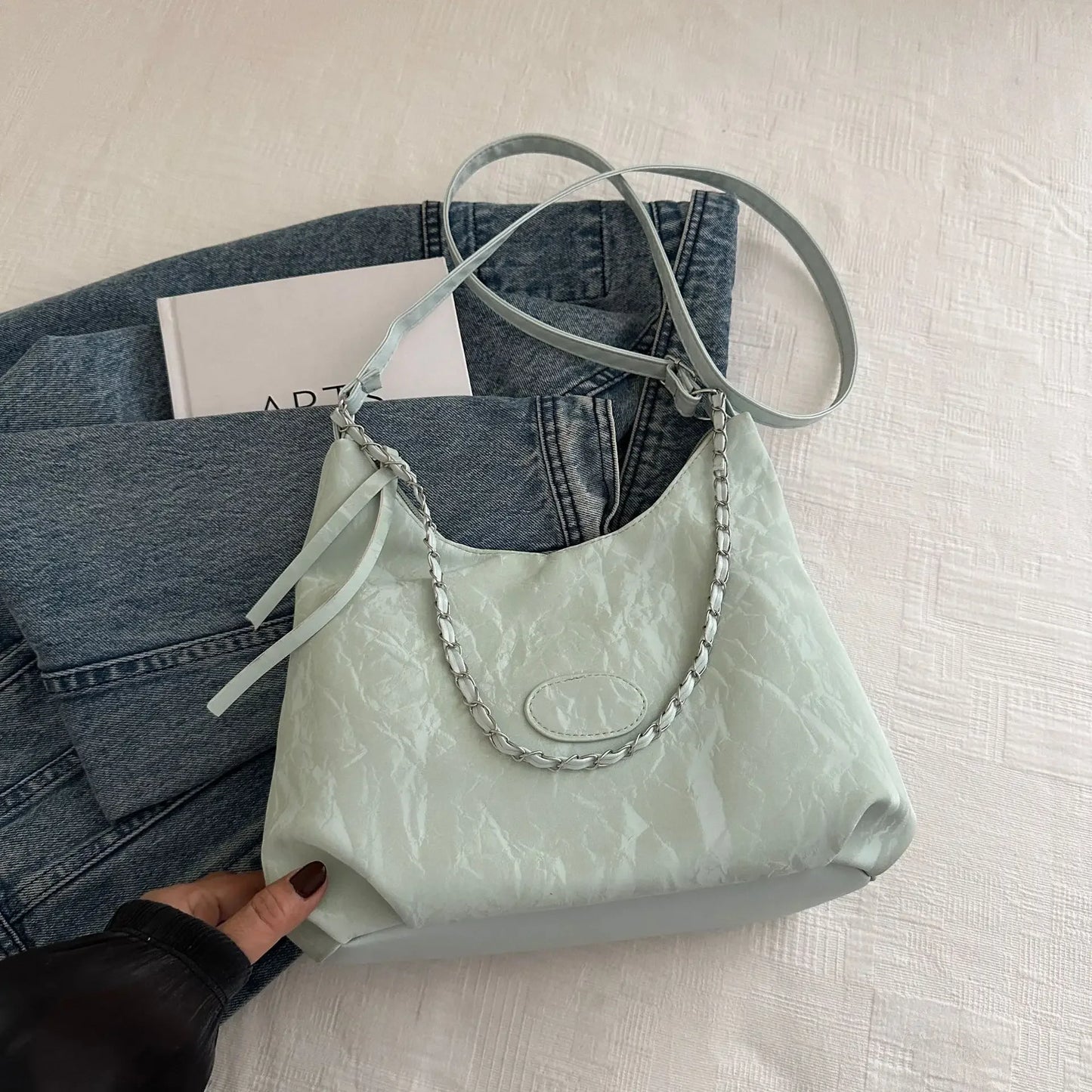New Summer Chain Commuting Bag, Casual Student Soft Face Large Capacity Bag for Women, Fashion Single Shoulder Crossbody Bags