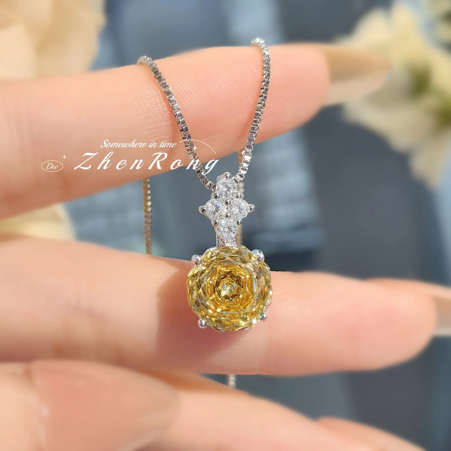 Foyejev Luxury Round Rose-cut Purple-Iron Oxide Zircon Pendant Necklace Earrings Ring Engagement Jewelry Set (Women's Style)