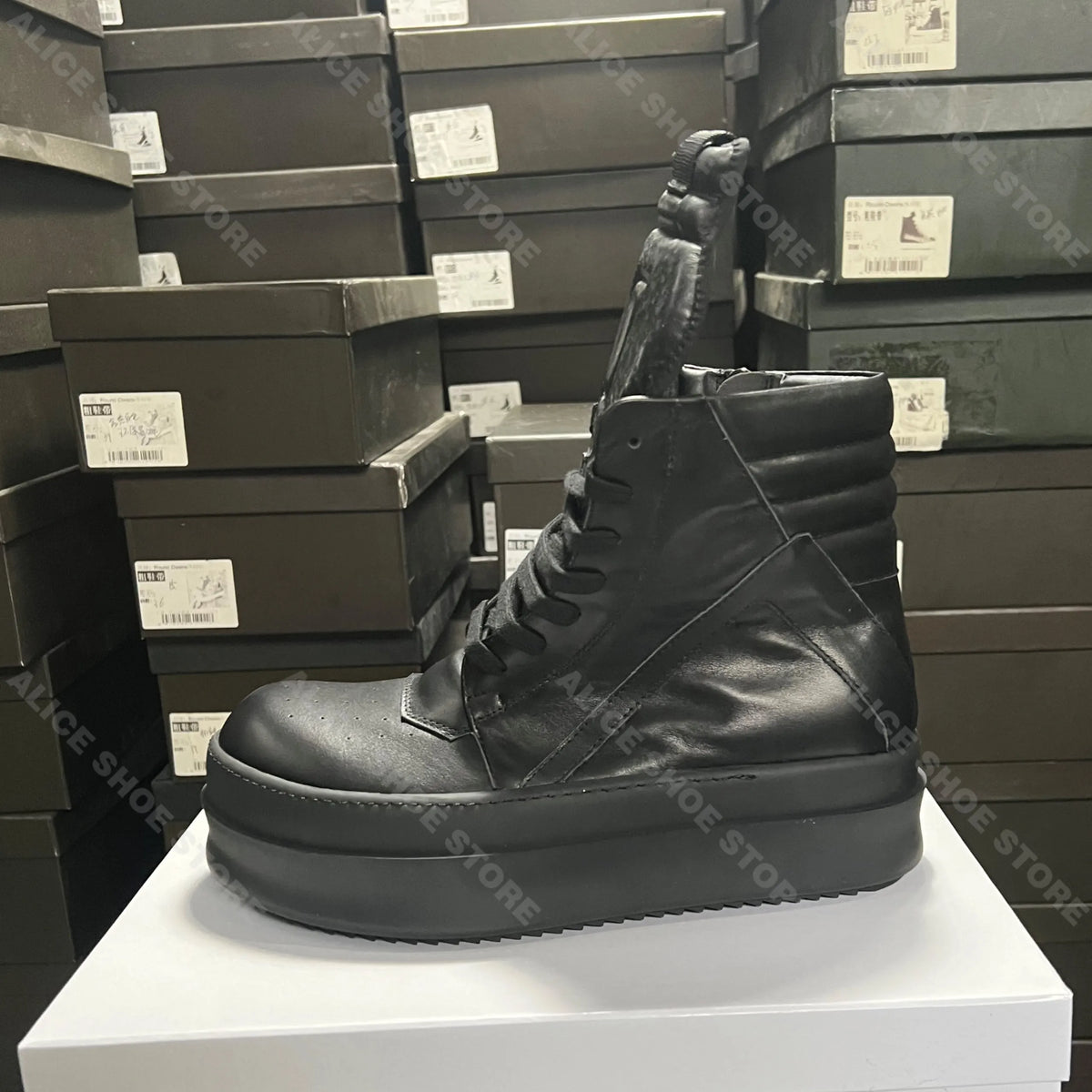 Designer Women Ankle Boot Platform 6cm Footwear Casual Luxury Men Shoe Black Geobasket Leather Boot Zip Flat Dating Dress Shoe