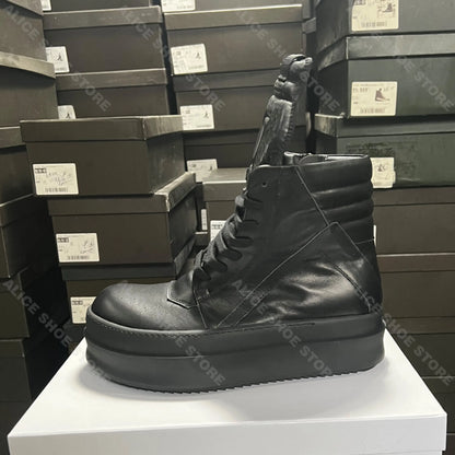 Designer Women Ankle Boot Platform 6cm Footwear Casual Luxury Men Shoe Black Geobasket Leather Boot Zip Flat Dating Dress Shoe