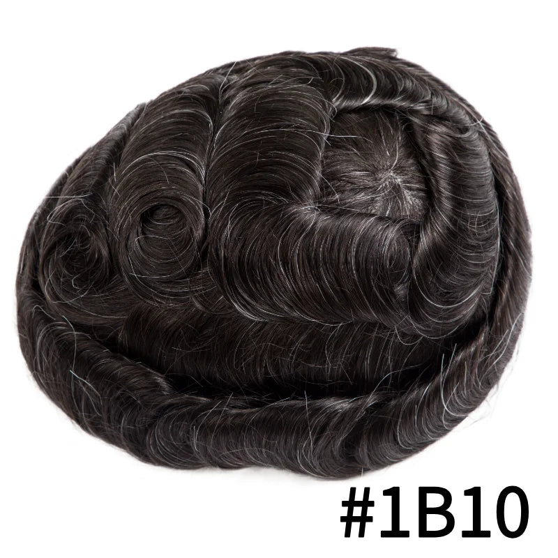 Full Lace Hair System Men Wig With Realistic Hairline Toupee For Men Breathable Male Hair Prosthesis 100% Human Hair Wig For Man