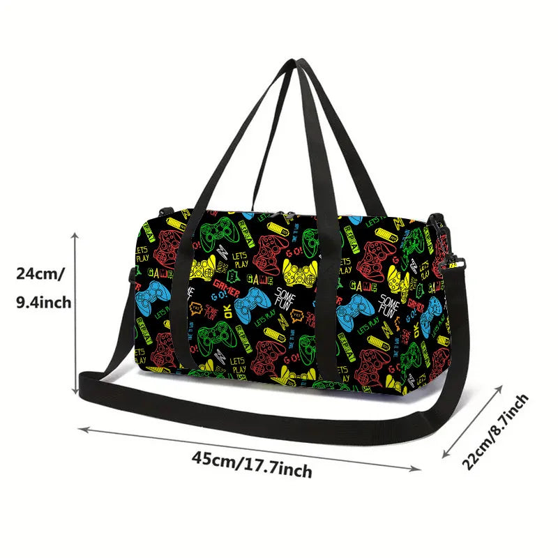 Classic Popular game controller 3D Print Large Capacity Travel Bags Barrel Shape Crossbody Bag Outdoor Sports Bags Gym Yoga Bag