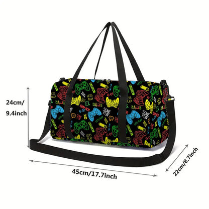 Classic Popular game controller 3D Print Large Capacity Travel Bags Barrel Shape Crossbody Bag Outdoor Sports Bags Gym Yoga Bag